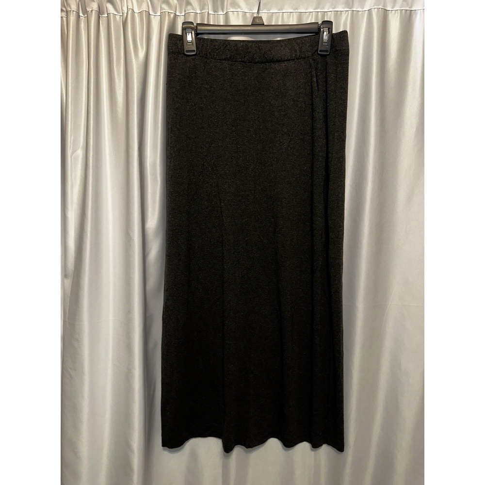 J Crew Skirt Size M Dark Gray Elastic Waist Pullon Straight Maxi Rayon Stretch